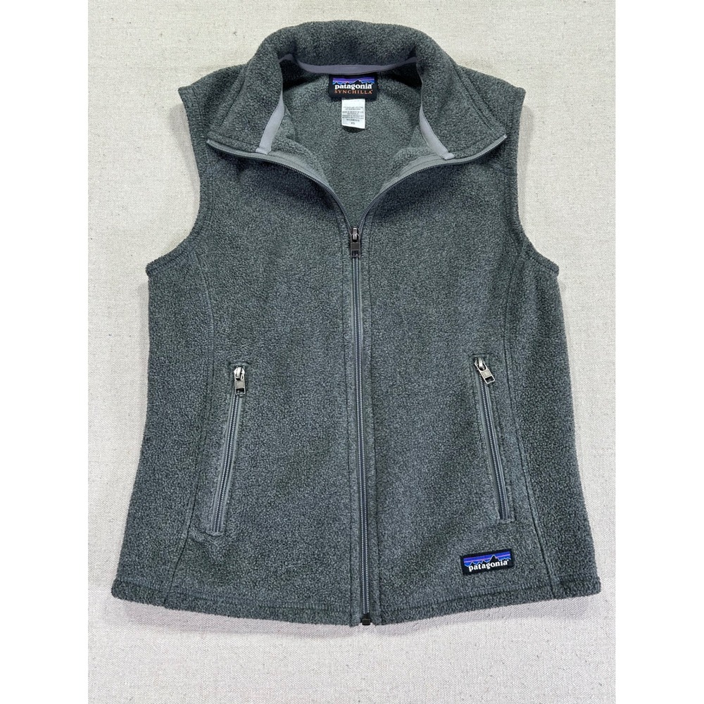 Patagonia Women's XS SYNCHILLA Full Zip Grey Fleece Vest Outdoor Wear‎